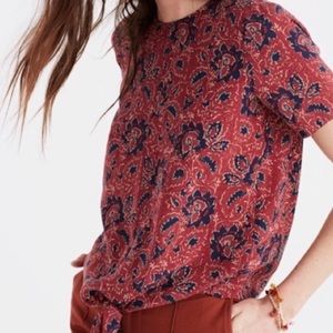 Madewell silk tie-front blouse, Assam Floral, L